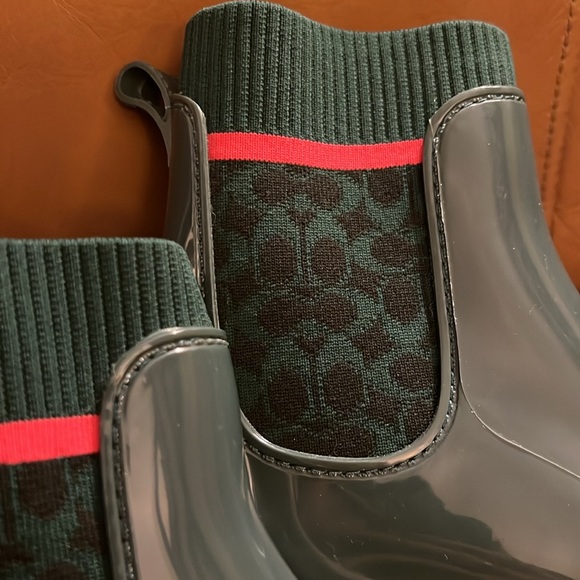COACH JADE Millie Rain Booties Sig C Knit NWT - Picture 3 of 11